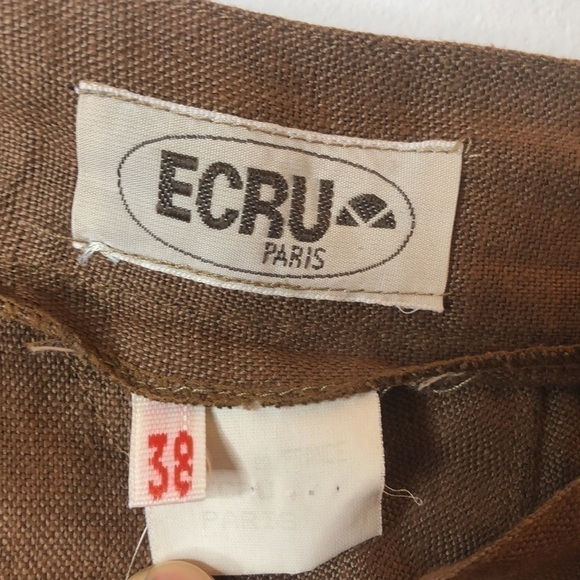 VINTAGE ECRU PARIS BROWN PLEATED SKIRT - Picture 4 of 6